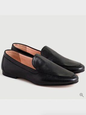 J. Crew Black Leather Slip-On Loafers